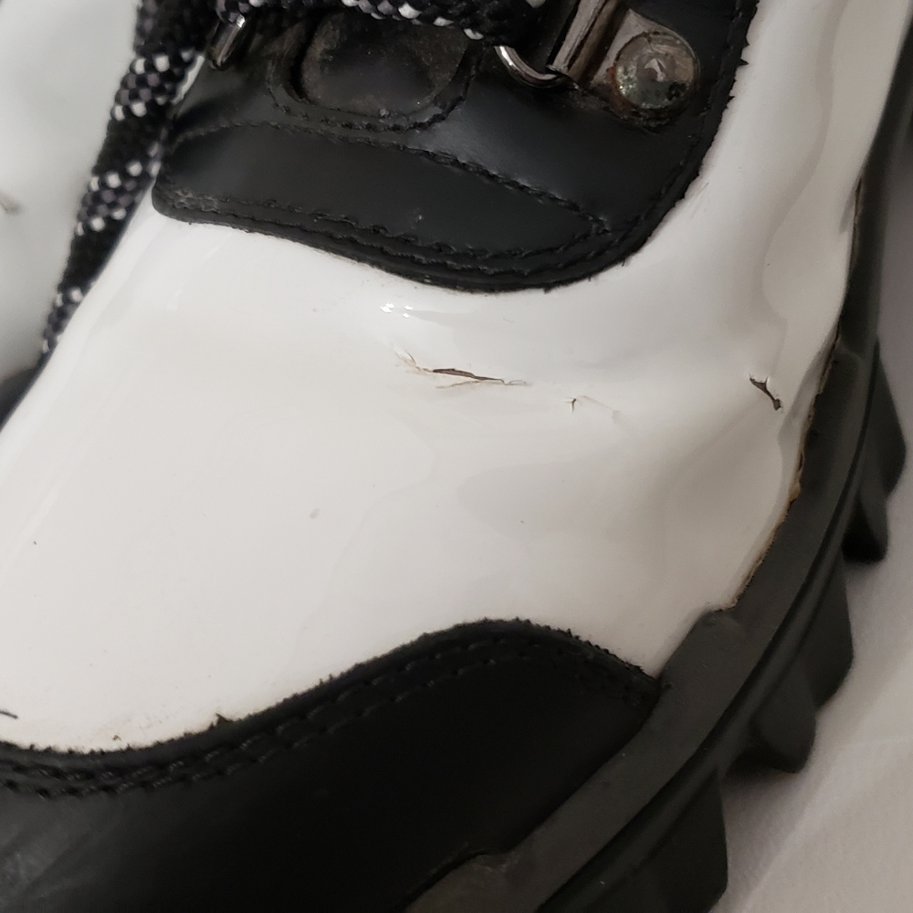 Moncler Helis White Black Leather Snow Hiking Boots Size 38.5 - Picture 13 of 15